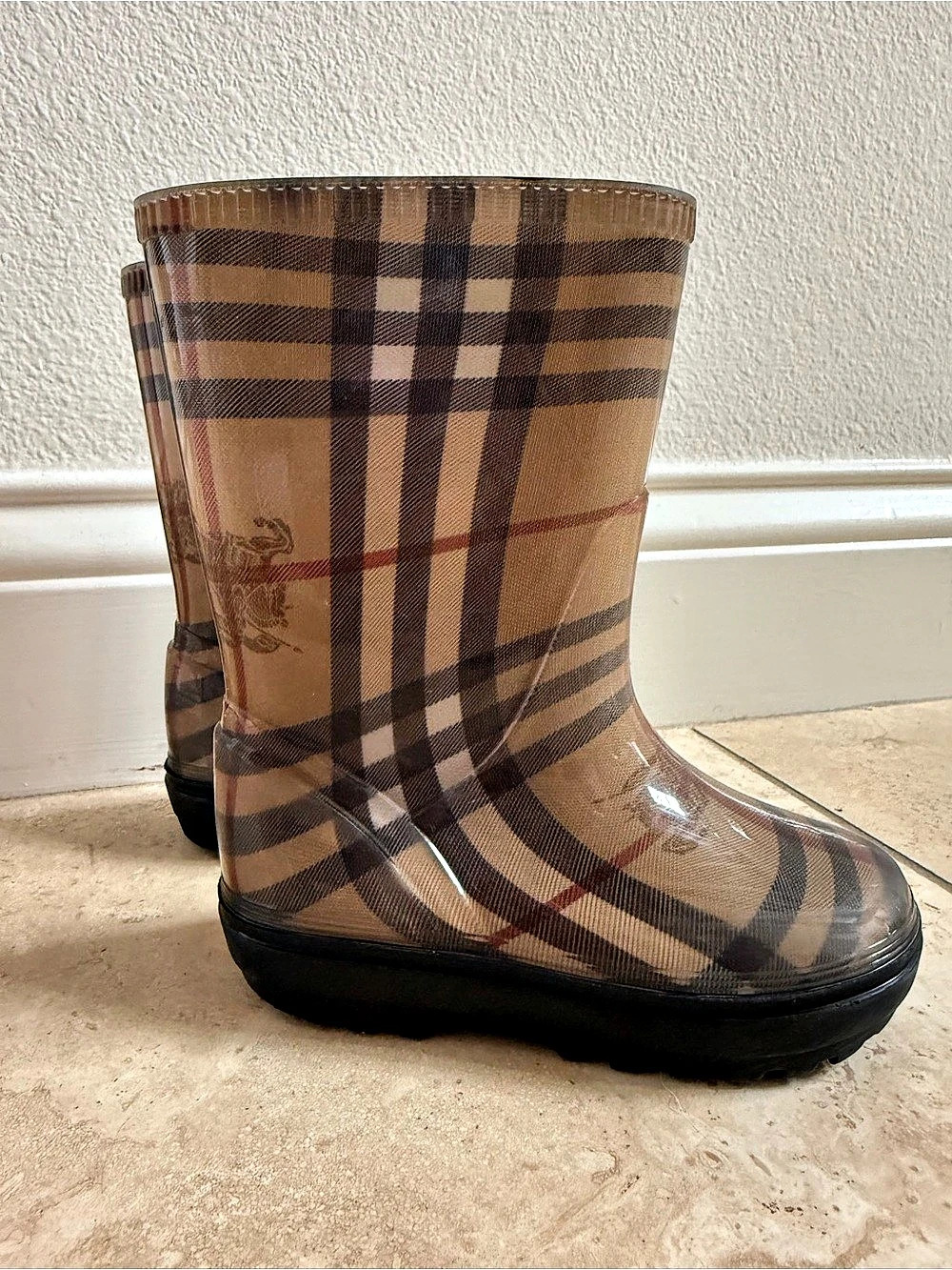 Burberry Kids Vintage Check Rain Boots Plaid Rain Boots US 6/7